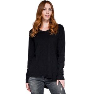 WILT Slouchy Slub Knit Linen Long Sleeve Tunic in Black M